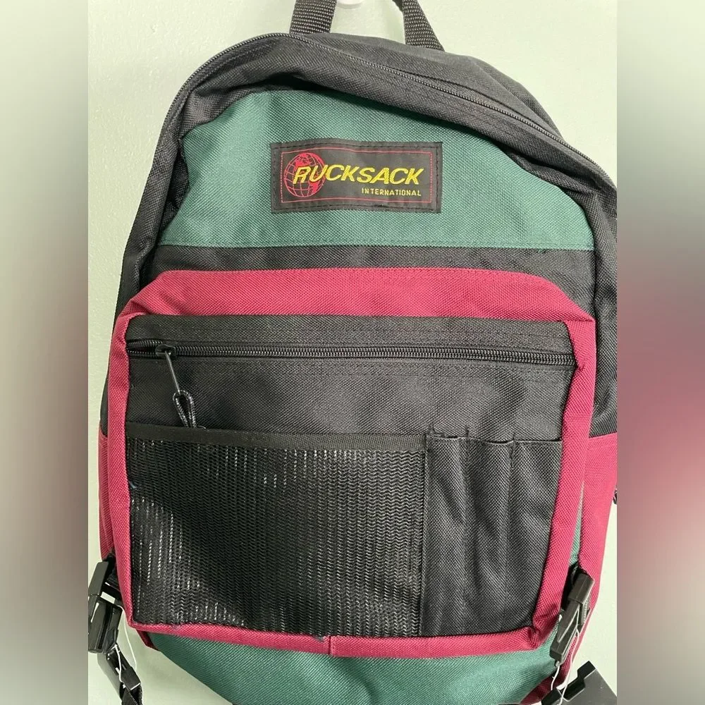 Rucksack International Red and Green Outdoor Backpack and Fanny Pack Combo